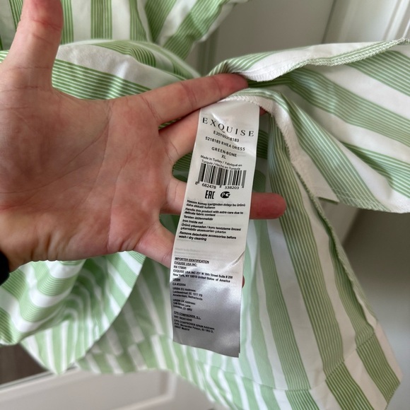 New Anthropologie EXQUISE TOBI MINI SHIRT DRESS GREEN STRIPE - XL - Picture 7 of 7